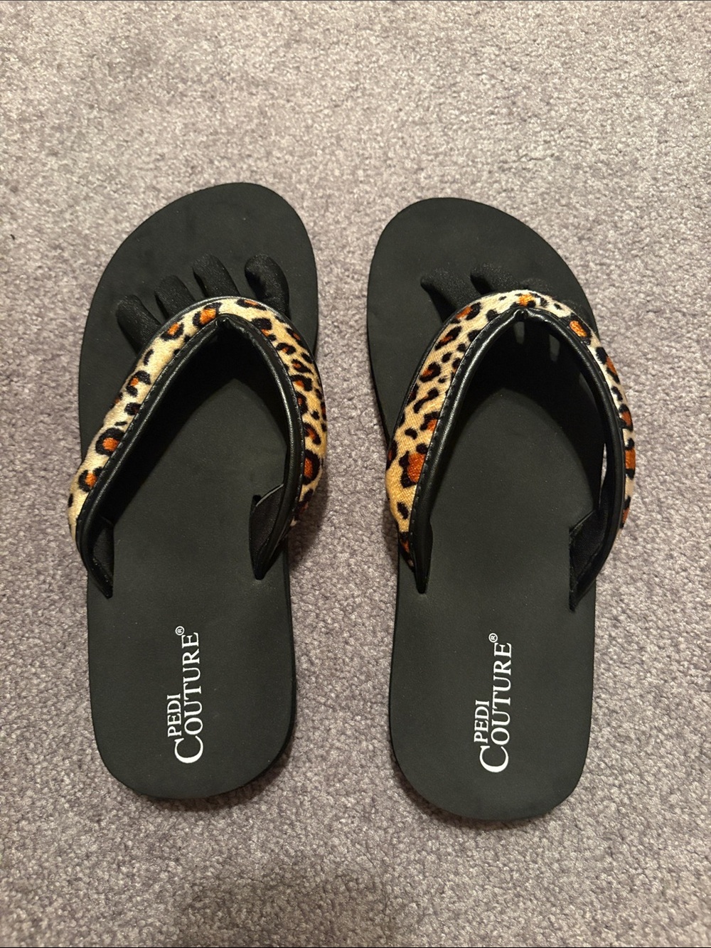 Pedi Couture Leopard Print Toe-Post Sandals